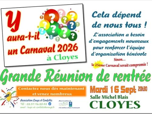 CLOYES-SUR-LE-LOIR - Réunion de rentrée Carnaval 2026