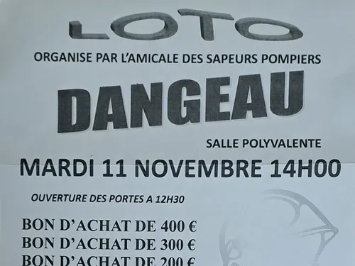 DANGEAU - Loto de l'amicale des sapeurs-pompiers