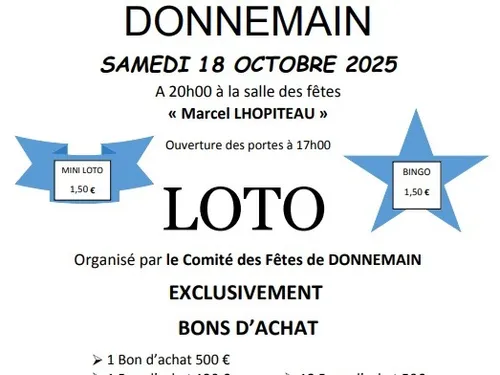 DONNEMAIN - Loto du comité des fêtes