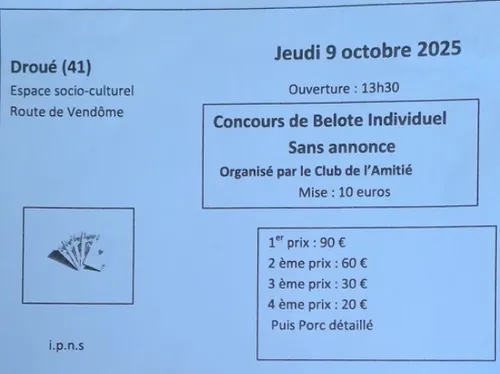 DROUÉ (41) - Concours de belote du Club de l'Amitié