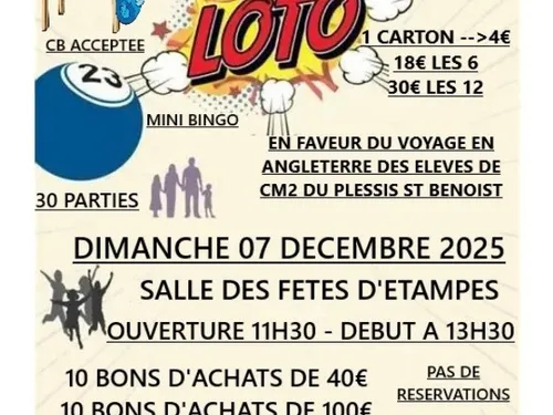 ÉTAMPES (91) - Loto en faveur du voyage en Angleterre des élèves du...