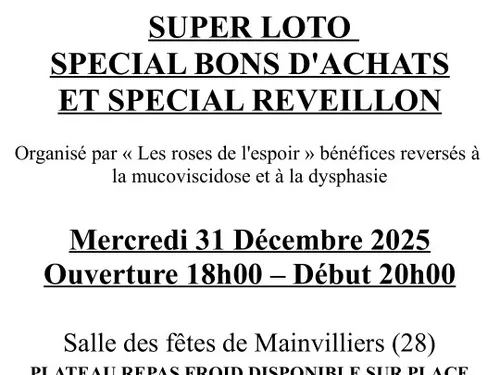 MAINVILLIERS - Loto des Roses de l'Espoir spécial Réveillon