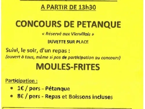 VIERVILLE - Concours de pétanque et soirée moules-frites
