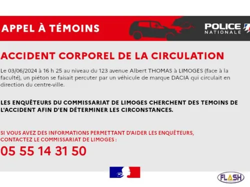 Appel à Témoins : Accident de la circulation à Limoges