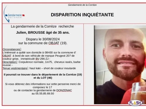 Corrèze : Disparition inquiétante d'un homme de 35 ans à Objat