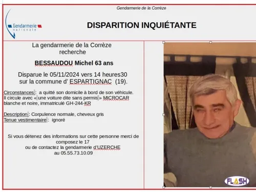 Corrèze : Disparition inquiétante d'un homme de 63 ans