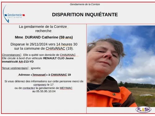Corrèze : Une femme de 59 ans disparue à Chavanac 
