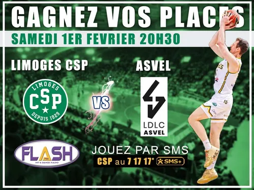 Gagnez vos places pour Limoges CSP - ASVEL du 1er février 2025