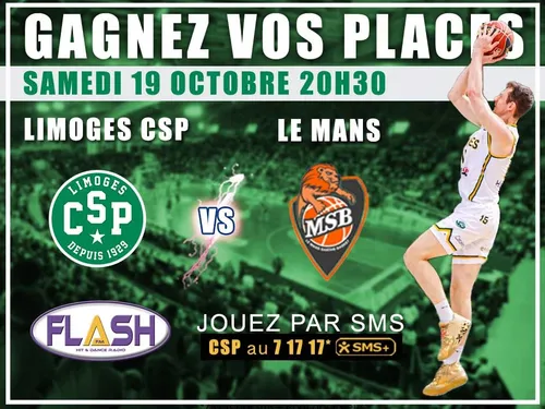 Gagnez vos places pour Limoges CSP - Le Mans du 19 octobre 2024