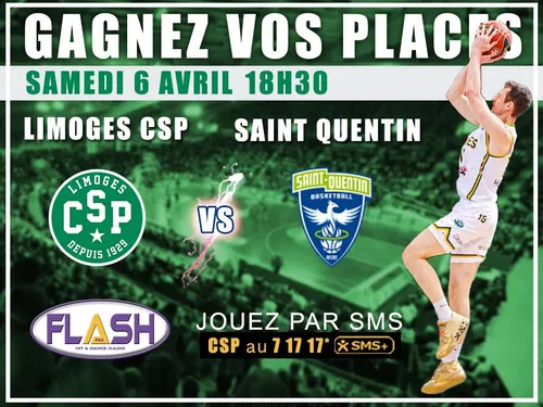 Gagnez vos places pour Limoges CSP - Saint Quentin du 6 avril 2024