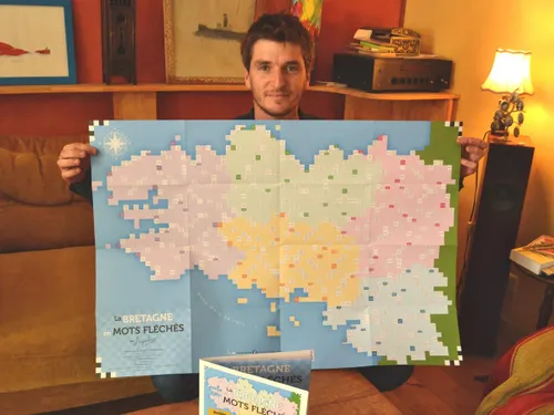 Une carte de la Bretagne en mots fléchés