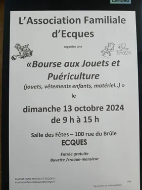 Bourse aux jouets et puériculture le 13 octobre à Ecques