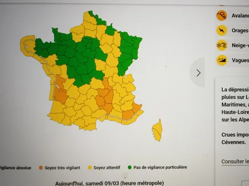 Haute-Loire, Lozère et Gard toujours en alerte orange météo