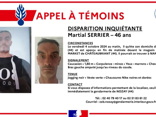 Disparition inquiétante à Lusanger : un appel à témoins lancé