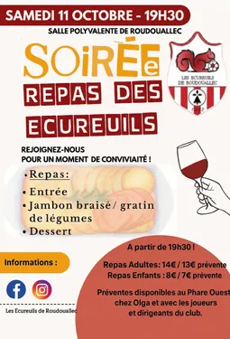 Soirée repas des Écureuils à Roudouallec