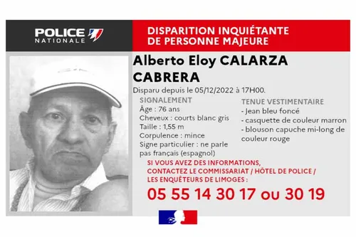 Limoges : disparition inquiétante d’un homme de 76 ans