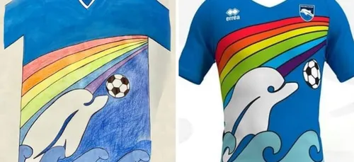 Un maillot d'une équipe de football dessiné par un enfant