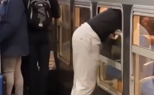 [VIDEO] Un usager passe par la fenêtre du RER pour s'assurer...