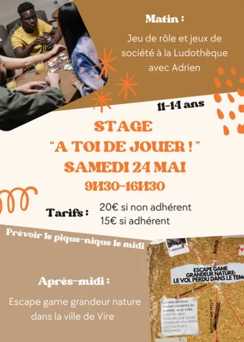 Samedi 24 mai : stage “a toi de jouer”