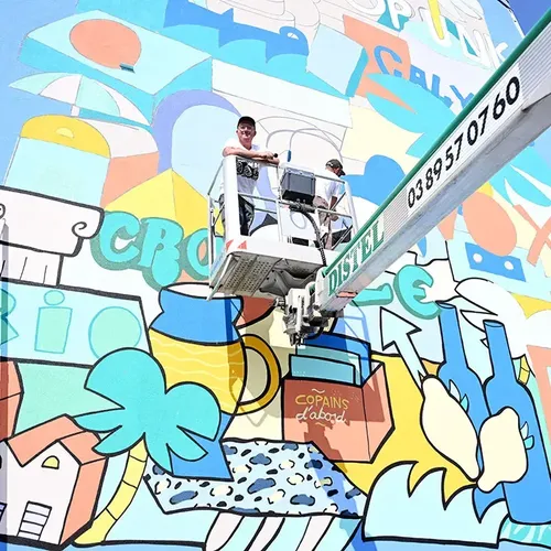 Une fresque de Fernand Kayser dans la rue de Bâle à Mulhouse