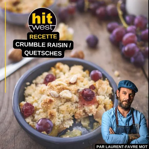 Crumble raisins-quetsches  - LES RECETTES DE LAURENT FAVRE-MOT 