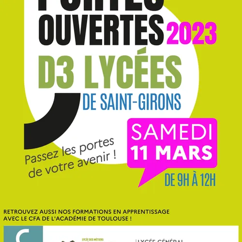 Les rendez-vous de l'info du 15/02/2023-Portes ouvertes des 3 lycées de Saint-Girons