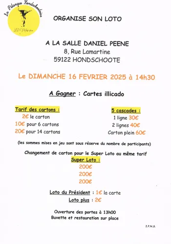 Loto le 16 février à Hondschoote 