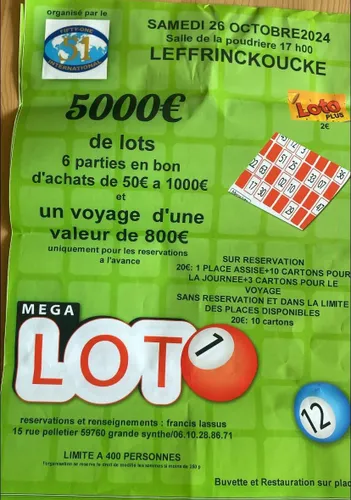 Loto du fiftyOne club Dunkerque le 26 octobre à Leffrinckoucke