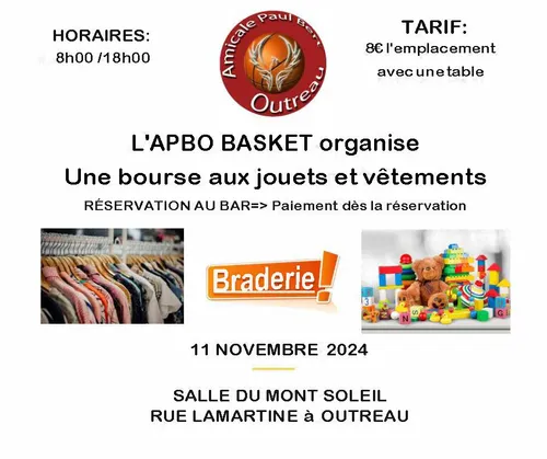 Braderie : Bourse aux jouets et vêtements le 11 novembre à Outreau