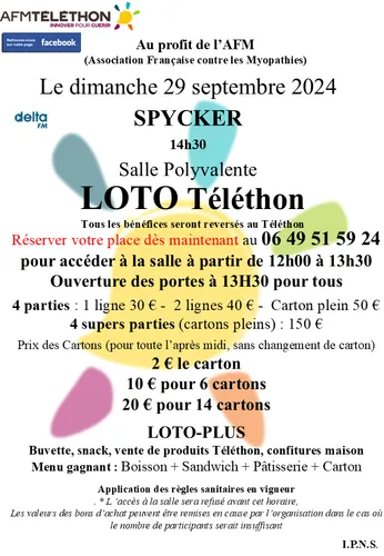 Loto Téléthon Spycker le 29 septembre 