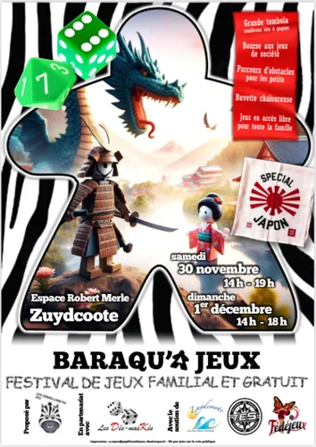 Festival jeux de société BARAQUAJEUX à Zuydcoote le 30 novembre