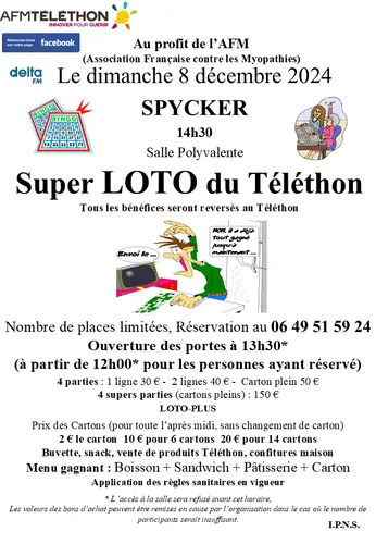 Loto Téléthon le 8 décembre à Spycker