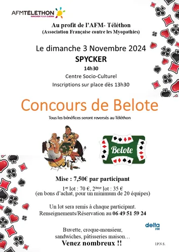 Concours de Belote le 3 novembre à Spycker