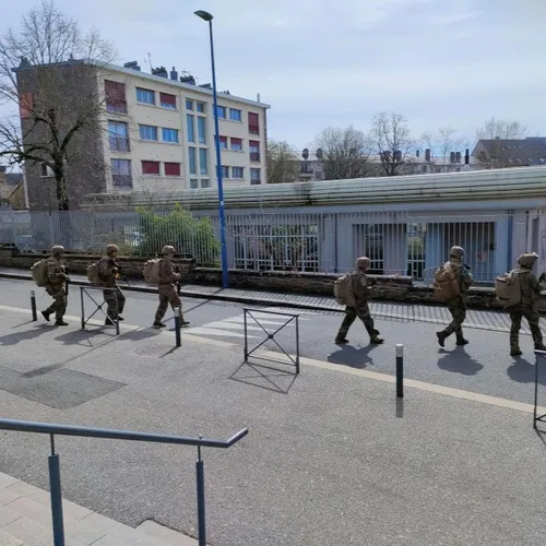 Exercice de sécurité et de défense à Rodez(Aveyron) le 28 mars 2024.