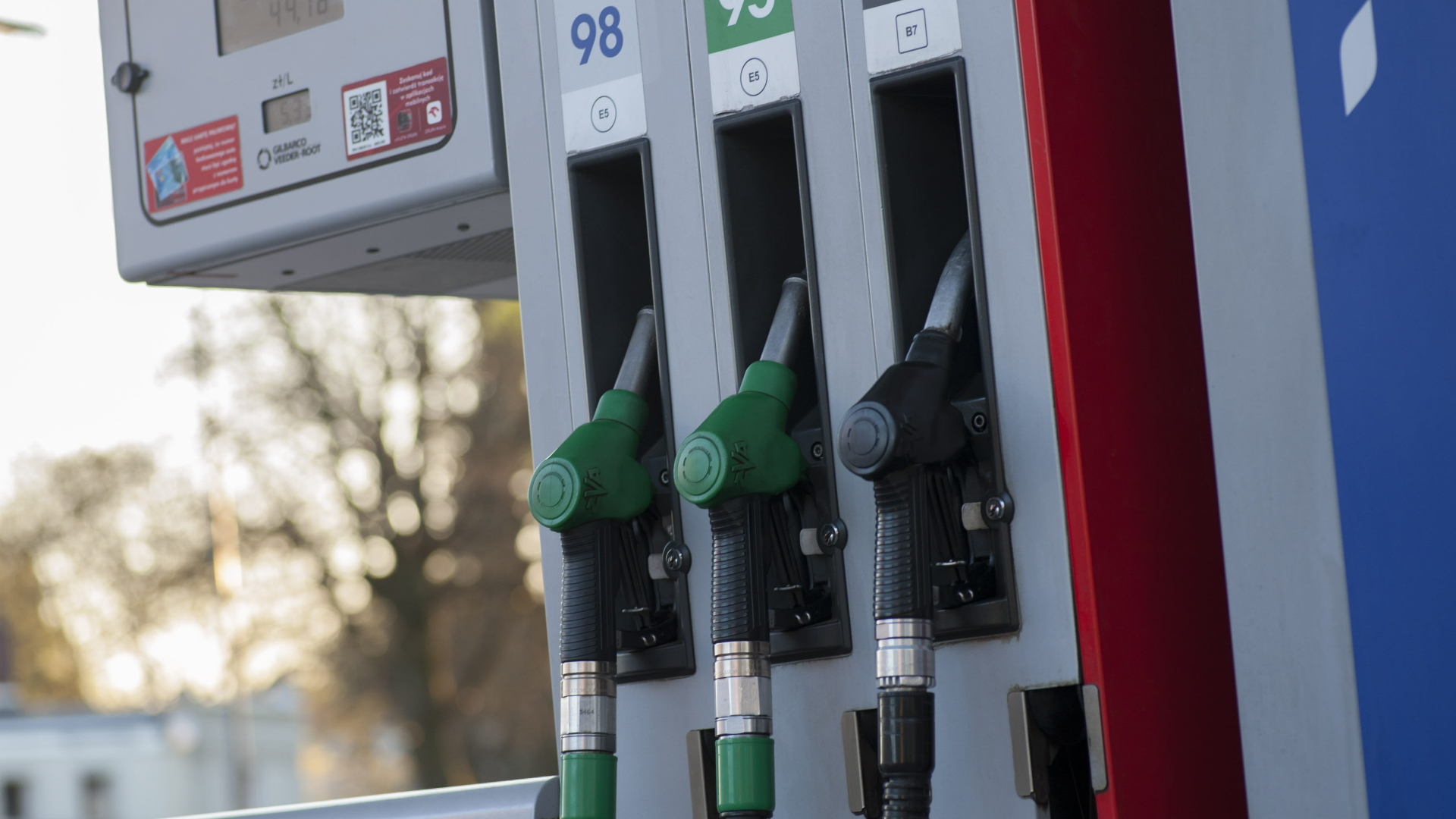 a gas station blocked following a national strike